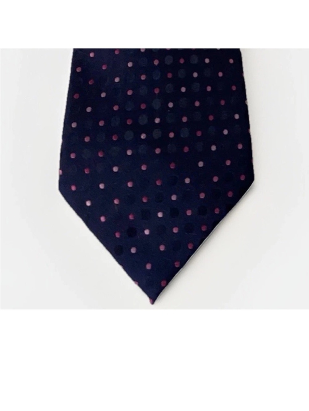 Navy Tie with Purple Dot Pattern -